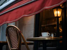 Classic bistro terrace with rattan chairs
