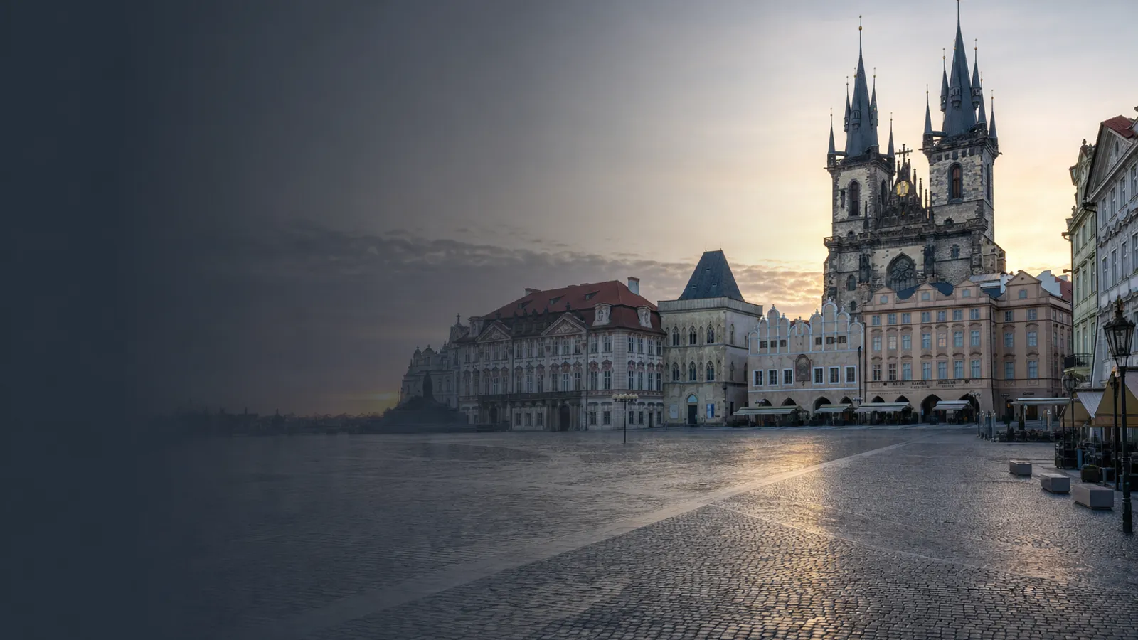 Prague's Old Town Square spires at first light